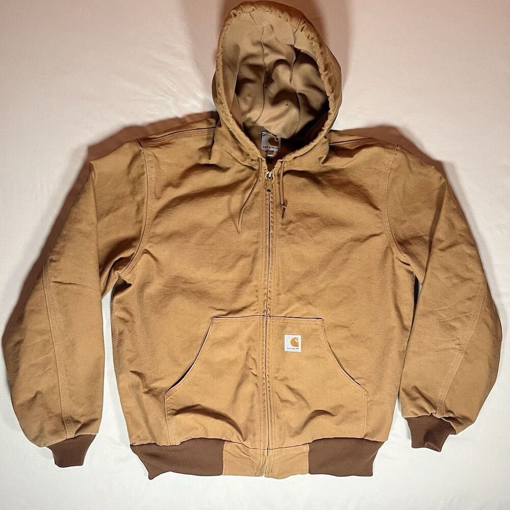 Carhartt Jacket J131 BRN Brown Active Hood Union USA Made Mens M Medium Workwear